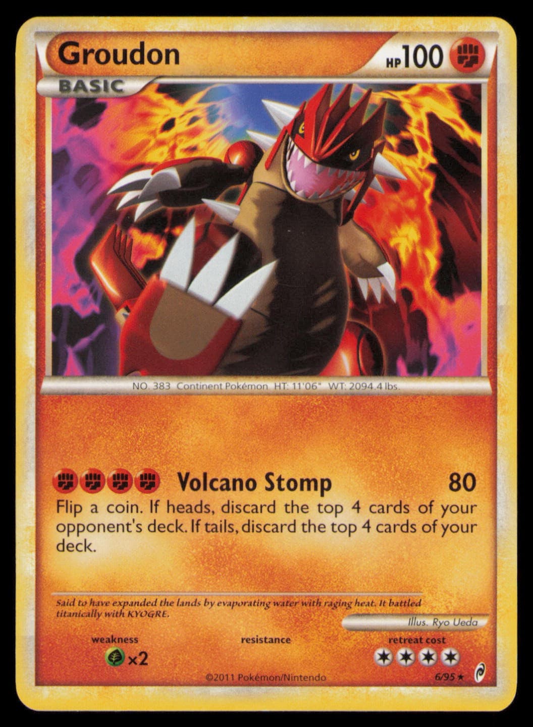 Groudon 6/95 Rare Call of Legends Pokemon Lightly Played
