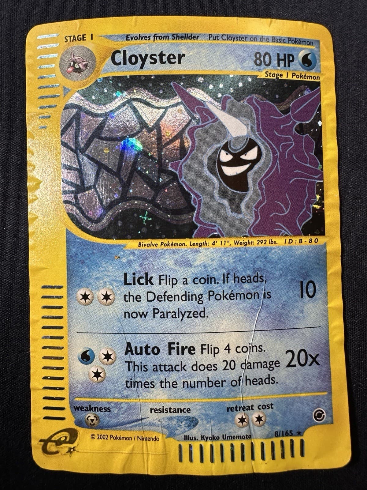 Pokemon Card Expedition Base Set Holo Cloyster 8/165 DMG Free Ship E Series B