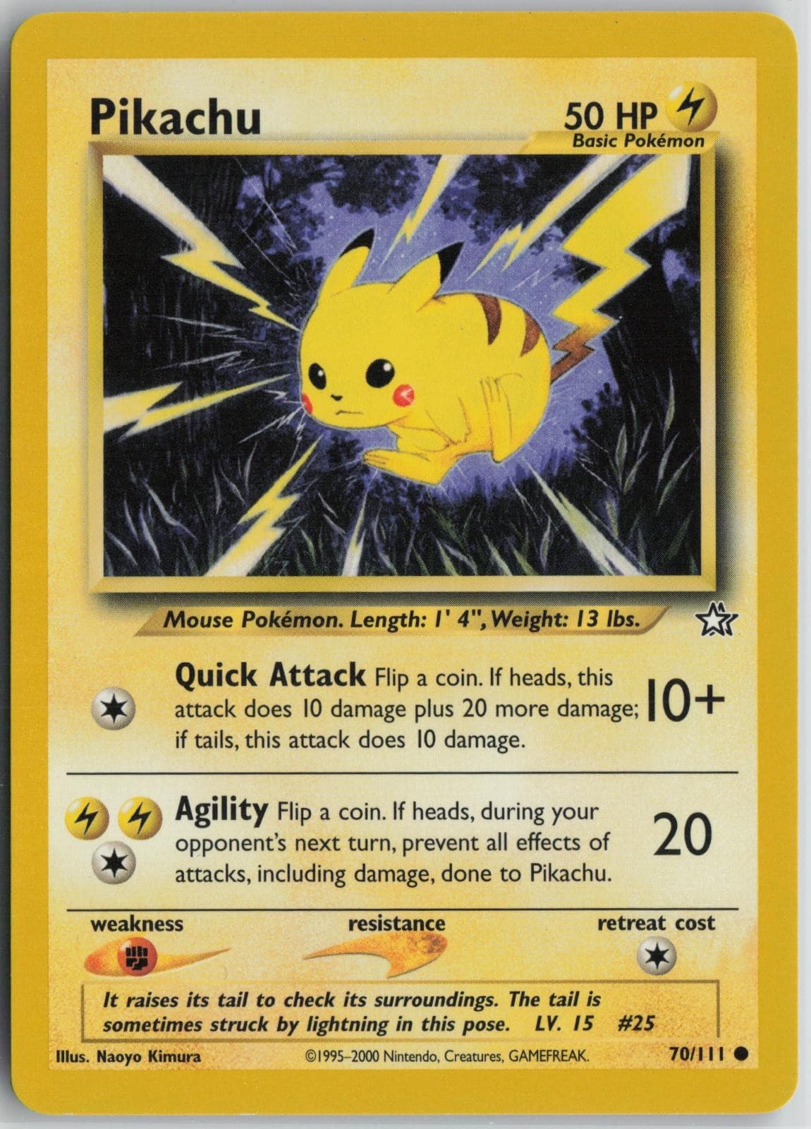 Pikachu 70/111 Common Neo Genesis Pokemon Unlimited Lightly Played
