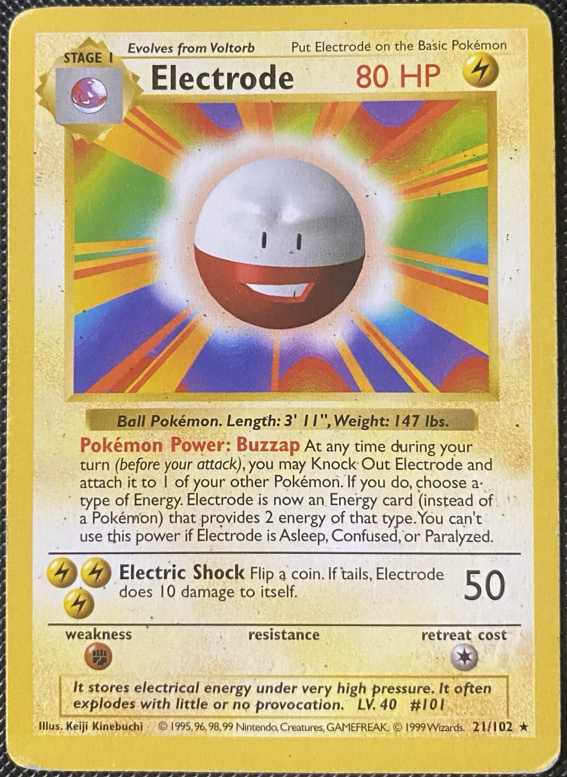 Electrode 021/102 Base Set (Shadowless) Regular - Pokémon Card