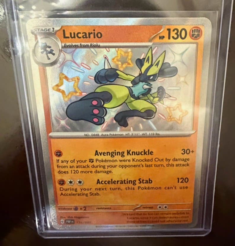 Pokemon TCG Lucario 174/091 Shiny Rare Holo English SV: Paldean Fates