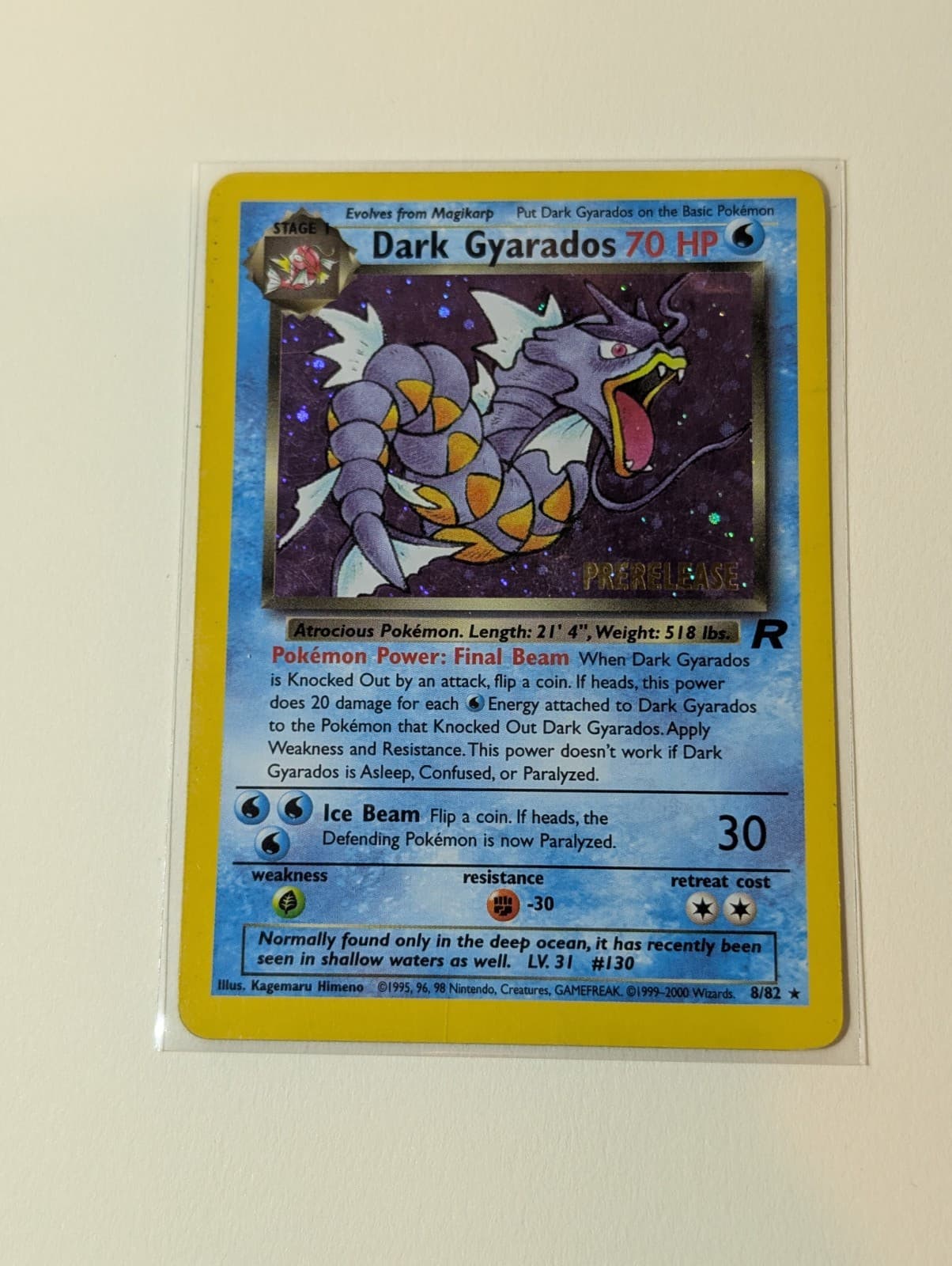 Dark Gyarados Prerelease 8/82 Team Rocket Holo Rare Vintage Pokemon Card LP