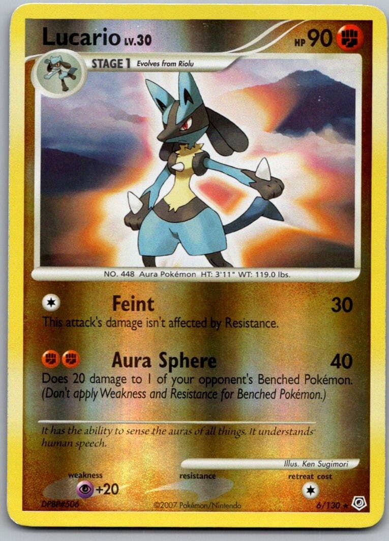 Lucario Reverse Holo Holo Rare Diamond and Pearl 6/130 LP