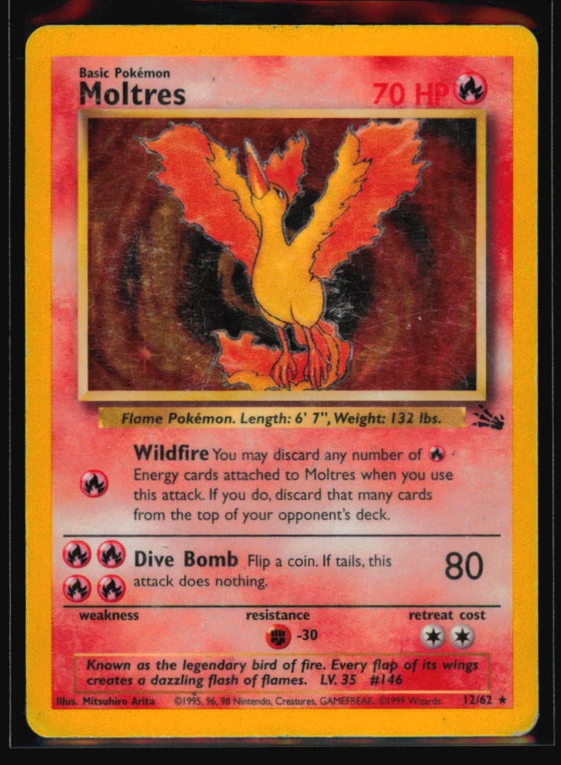Moltres (12) Holo Rare Fossil 12/62 MP