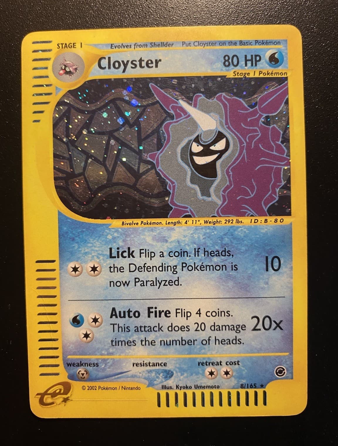 Pokemon Card- Cloyster-Expedition- Holo-8/165-Rare-ENG-LP