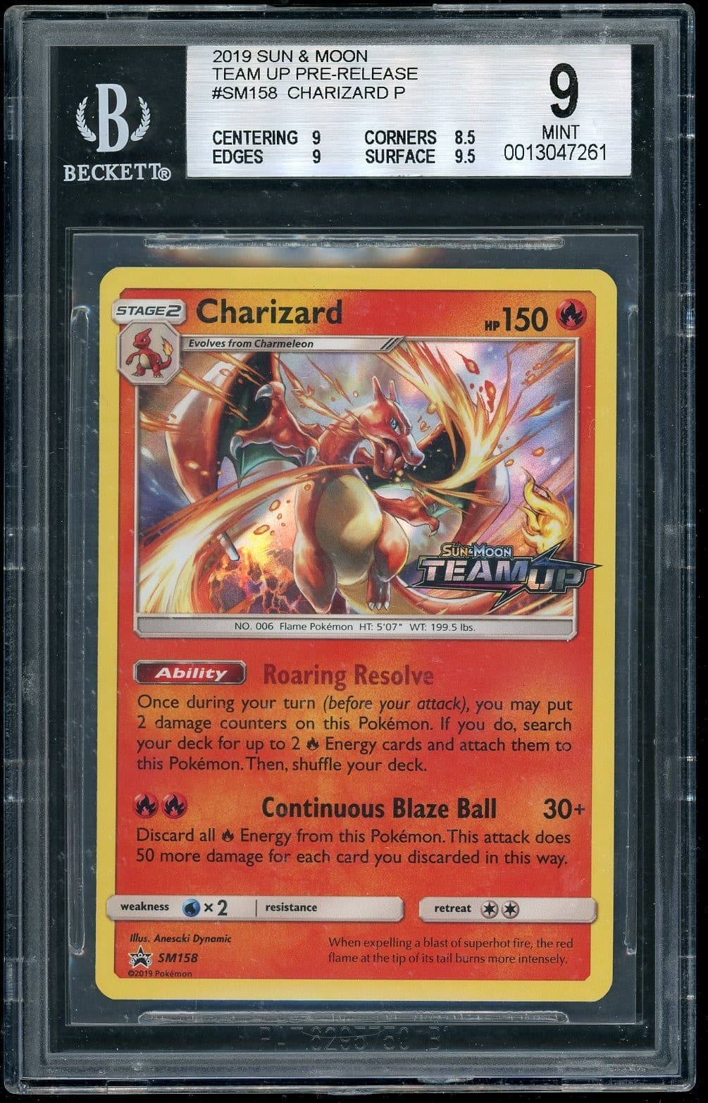 2016-21 Pokemon Charizard Team Up PR participation SM Black Star Promos BGS 9