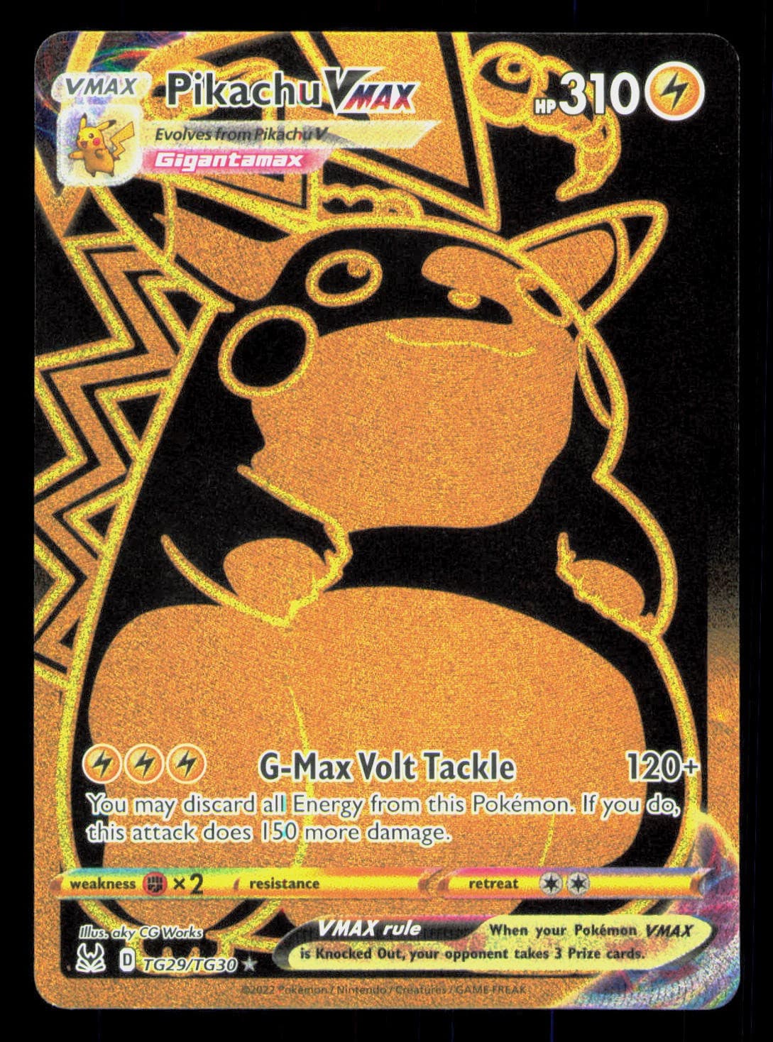 Pikachu VMAX (Secret) Holo Ultra Rare SWSH11: Lost Origin Trainer Gallery TG29/T