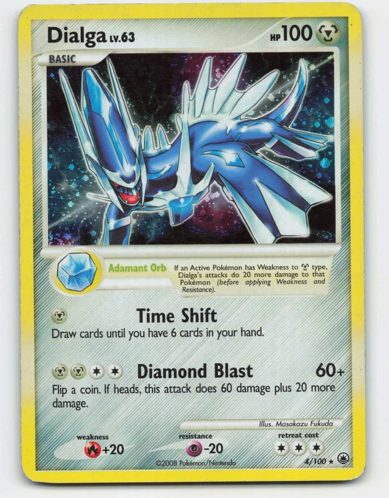 2008 Pokemon, Majestic Dawn, #4/100 Dialga, Holo Rare