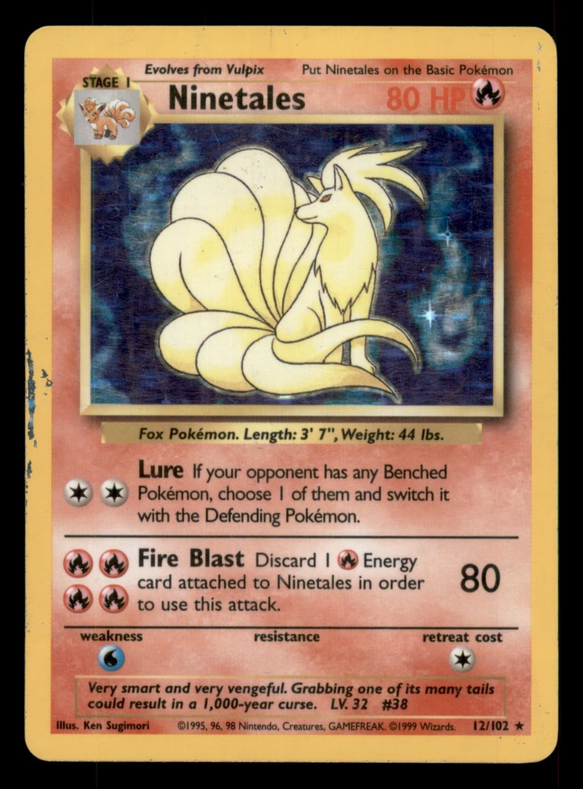 Ninetales Unlimited Holo Holo Rare Base Set (Shadowless) 012/102 HP