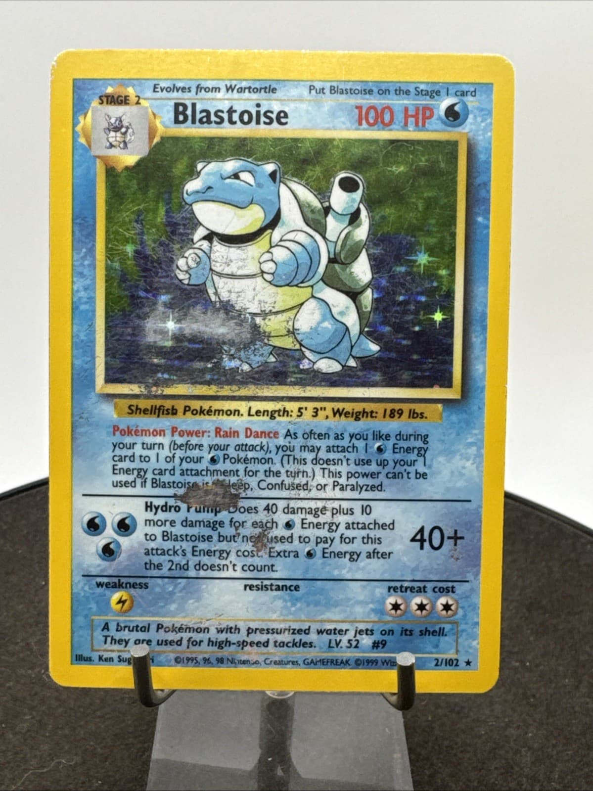 1999 Pokemon Blastoise 2/102 Base Set Unlimited Holo Vintage