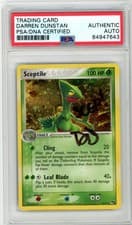 PSA Signed Darren Dunstan Pokemon Sceptile Holo Pop Series 1 4/17