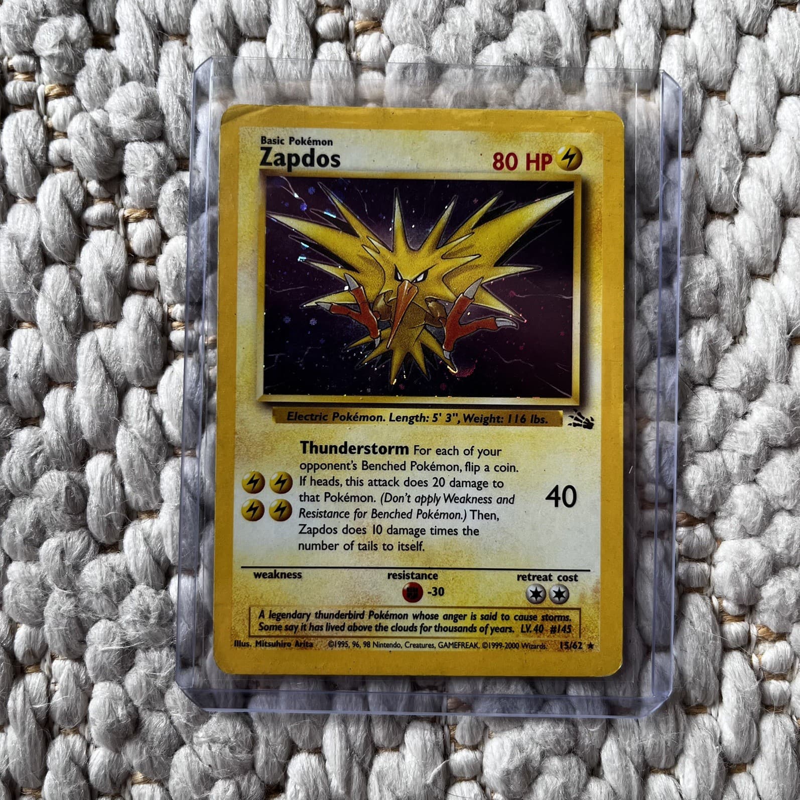 Zapdos 15/62 Holo Rare Fossil Unlimited MP 