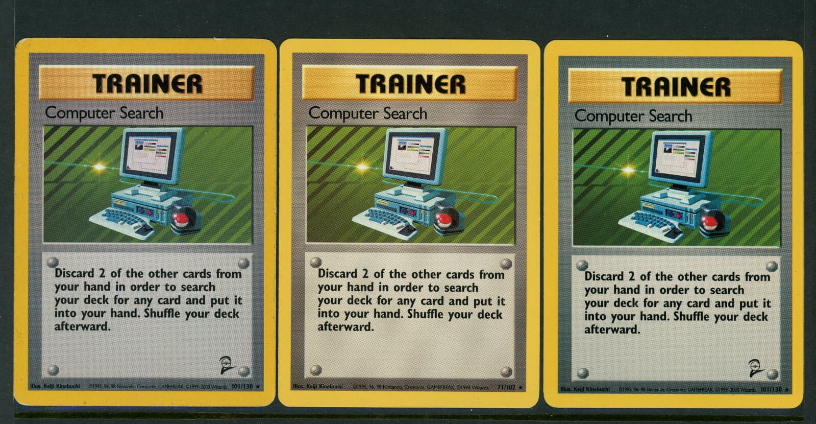 NM-/LP 3x Computer Search Non-Holo Pokemon Shadowless Base Set BS & BS 2 71/102