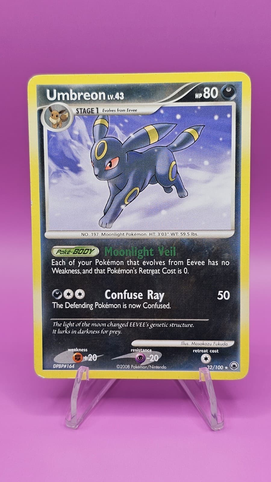 2008 Pokémon TCG Umbreon LVL 43 32/100 Rare Non Holo Majestic Dawn LP