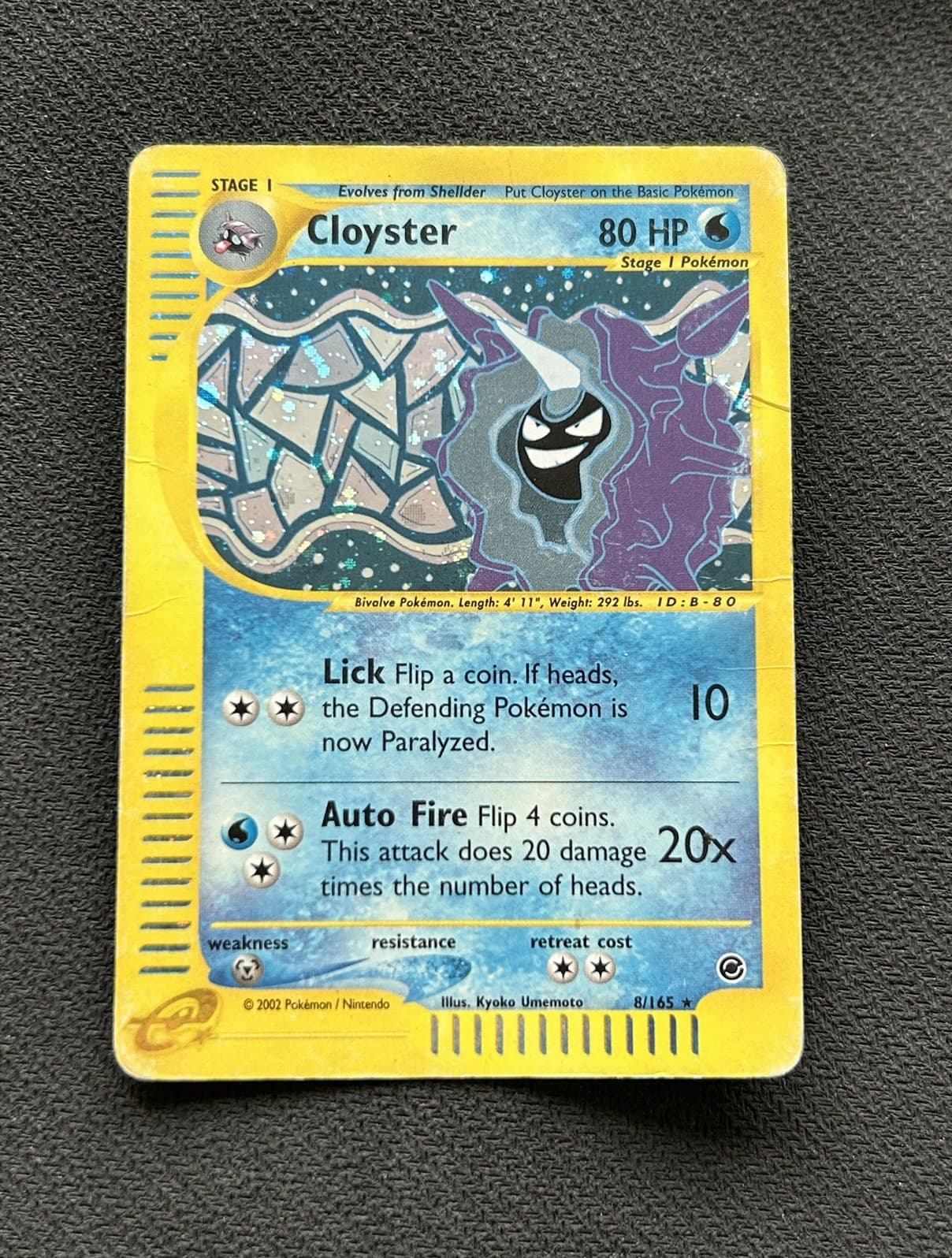 Pokemon TCG Cloyster 8/165 Expedition Rare Holo E-Reader vintage Heavy Play 2002