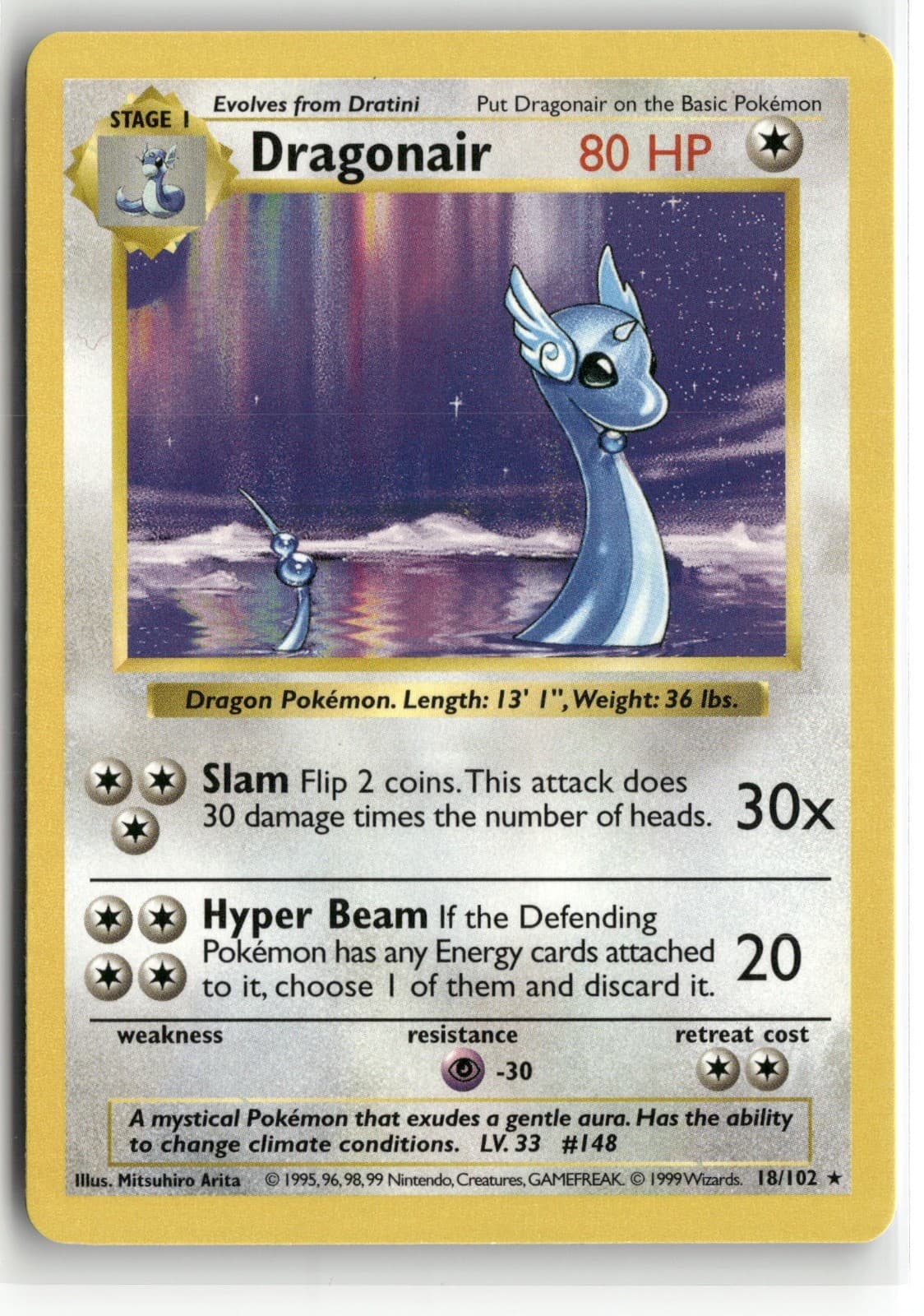 Dragonair 018/102 Base Set (Shadowless) Rare Unlimited LP