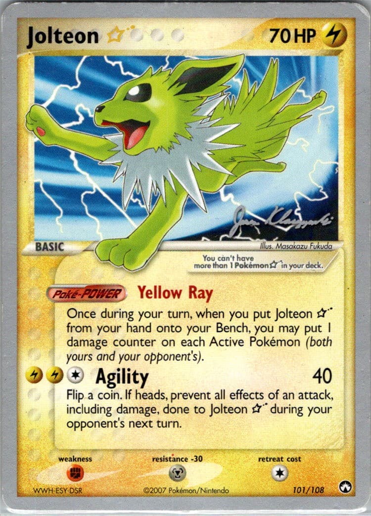 Jolteon Star 2008 Jason Klaczynski 101/108 World Championship Decks Pokémon Card