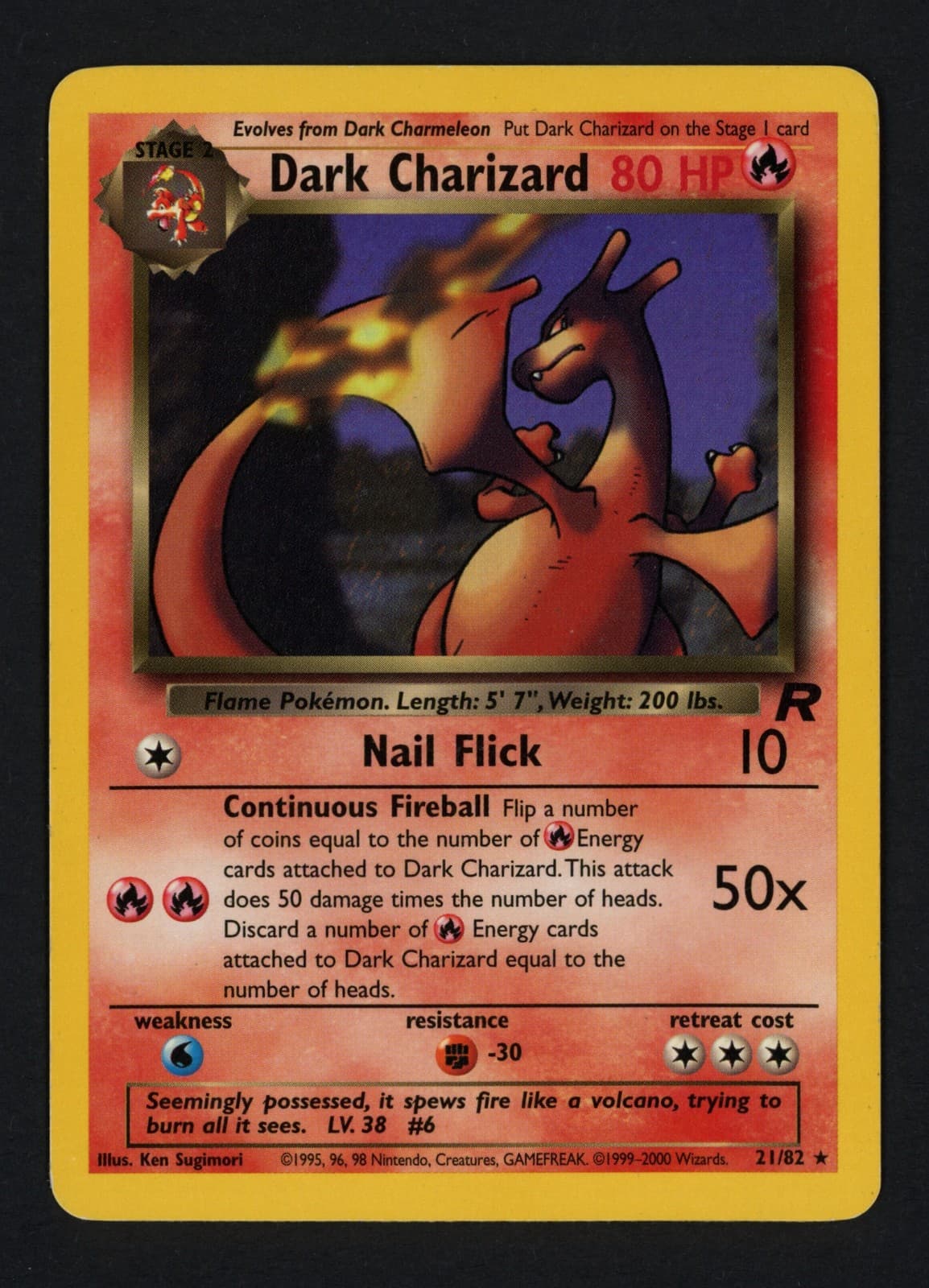 Dark Charizard 21/82 Unlimited Team Rocket Rare Pokemon TCG