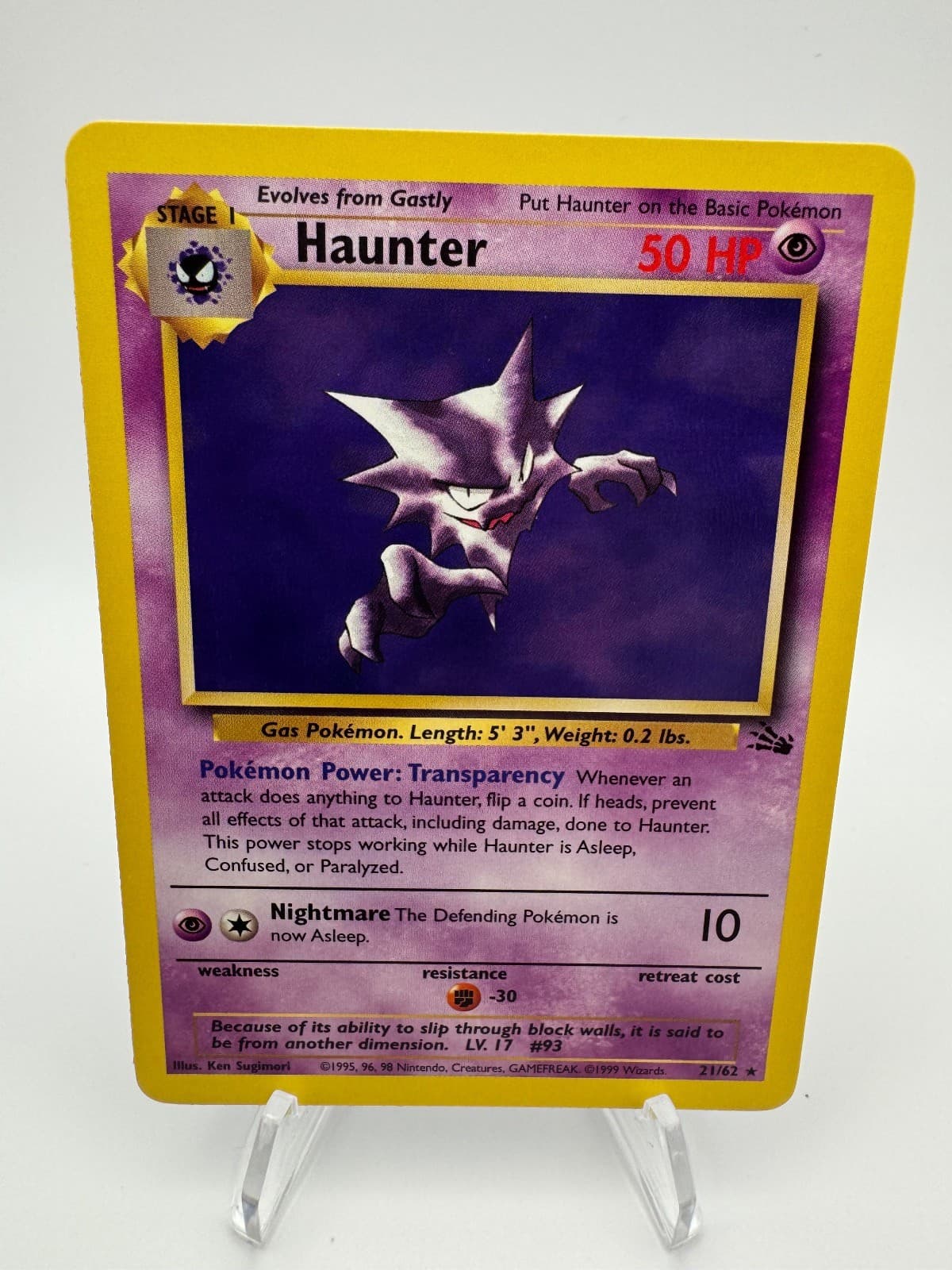 Haunter 21/62 Rare Fossil Pokemon Unlimited Near Mint