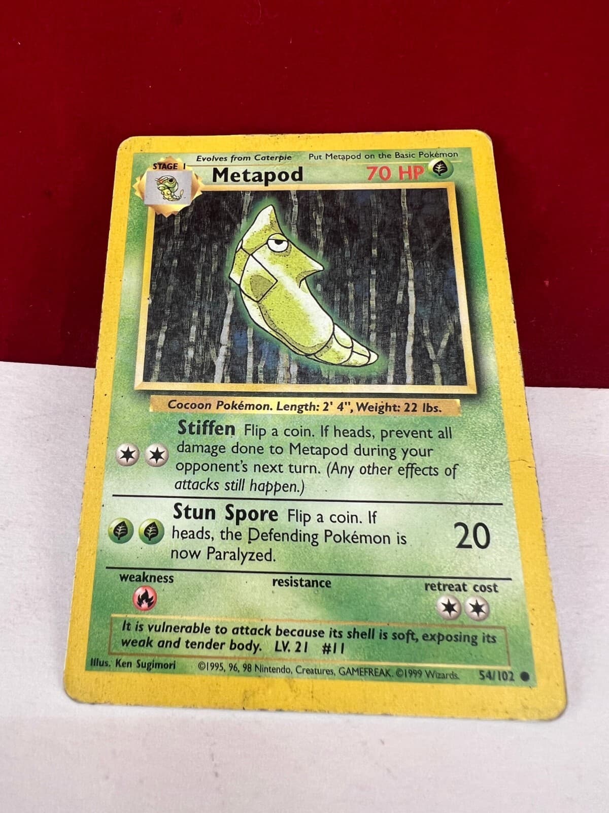 Pokemon Shadowless Metapod Vintage 1999 Base Set 54/102