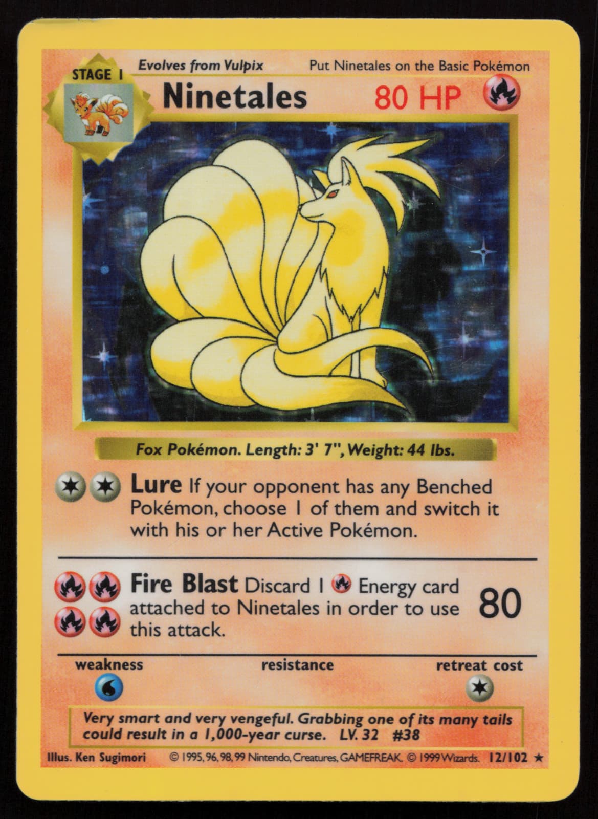 MP Ninetales 012/102 Base Set (Shadowless) Holo