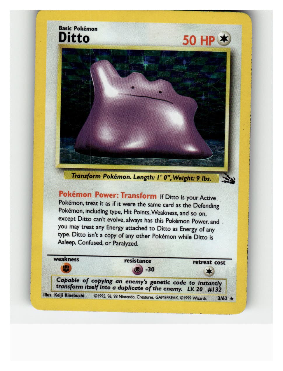 Ditto (3) Unlimited Holo Rare Fossil 03/62 LP