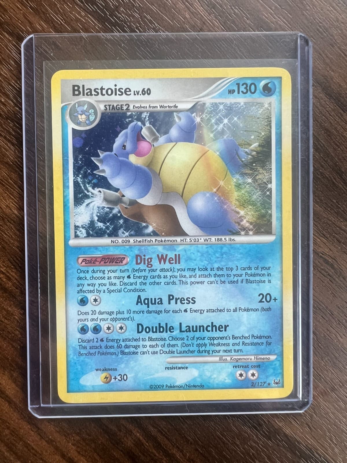 Blastoise LV.60 Holo 2/127 2009 Platinum Base Set Pokemon Card LP