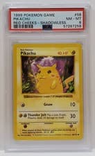 1999 Pokemon Base Set Shadowless Red Cheeks Pikachu #58 PSA 8