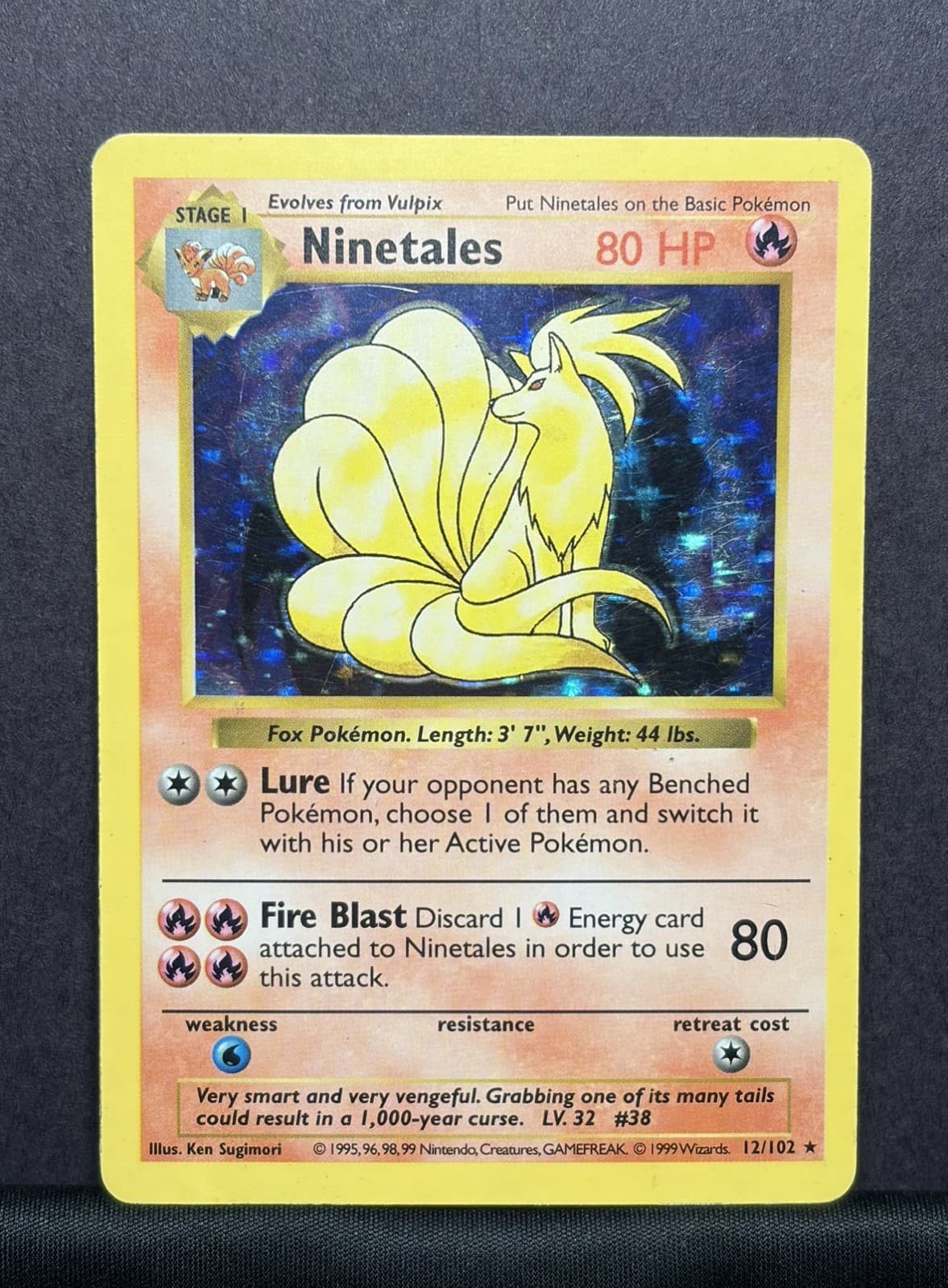 Ninetales Holo Shadowless #12/102 - Base Set Unlimited - 1999 WOTC Pokémon