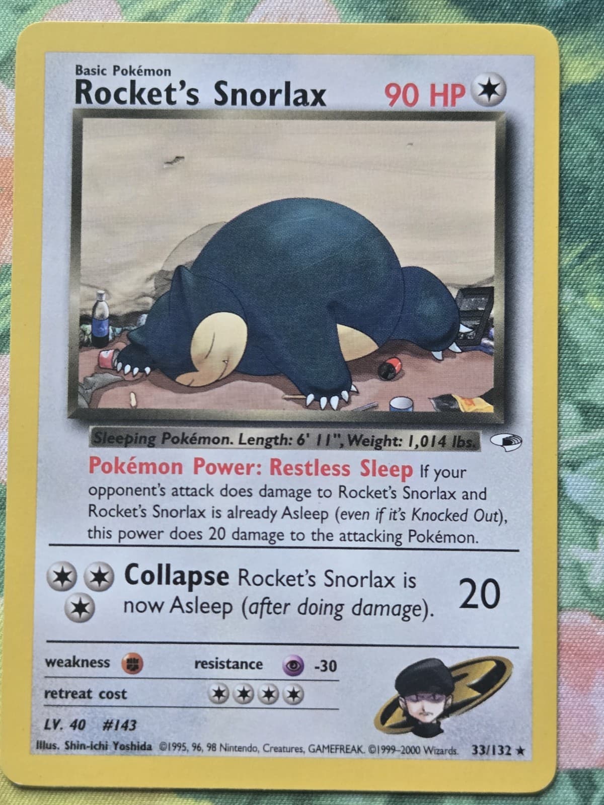 Rocket's Snorlax - G1: Gym Heroes (33/132) WotC Rare Pokemon Card MP