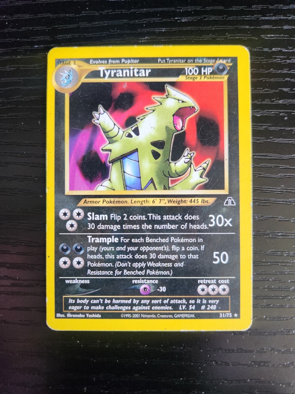 Pokémon 2001 Neo Discovery Tyranitar Non-Holo Rare Card #31/75 Vintage WOTC