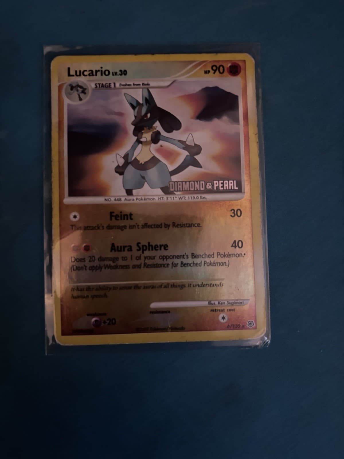 2007 Pokémon Tcg Lucario Lv. 30 Diamond And Pearl Reverse Holo Stamped LP Single
