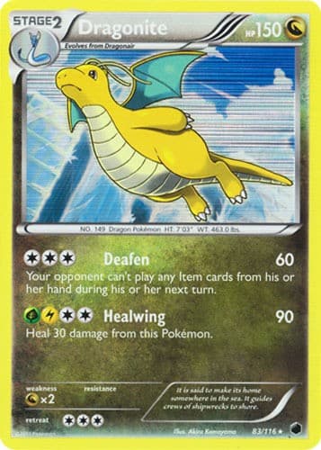 Heavily Played Dragonite - 83/116 - Holo Rare Pokemon Plasma Freeze