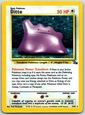 Ditto 3/62 Rare Fossil Pokemon Unlimited Holo Moderately Played