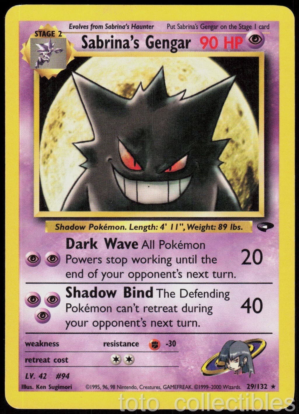 Sabrina's Gengar 29/132 Rare Gym Challenge Pokemon Unlimited Moderately Played