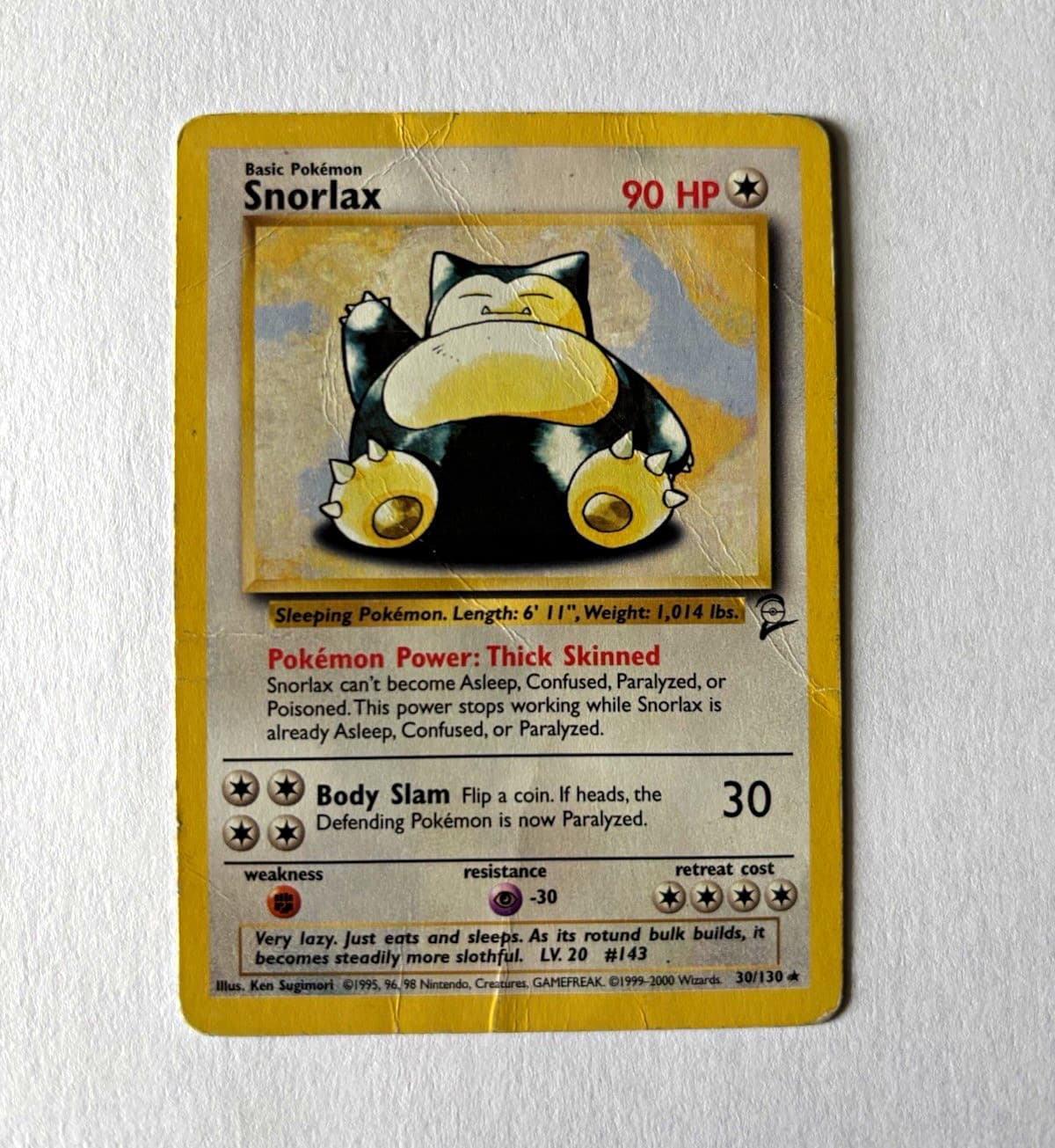 Pokémon TCG Snorlax 30/130 Base Set 2 Rare Regular 90 HP ENG 2000