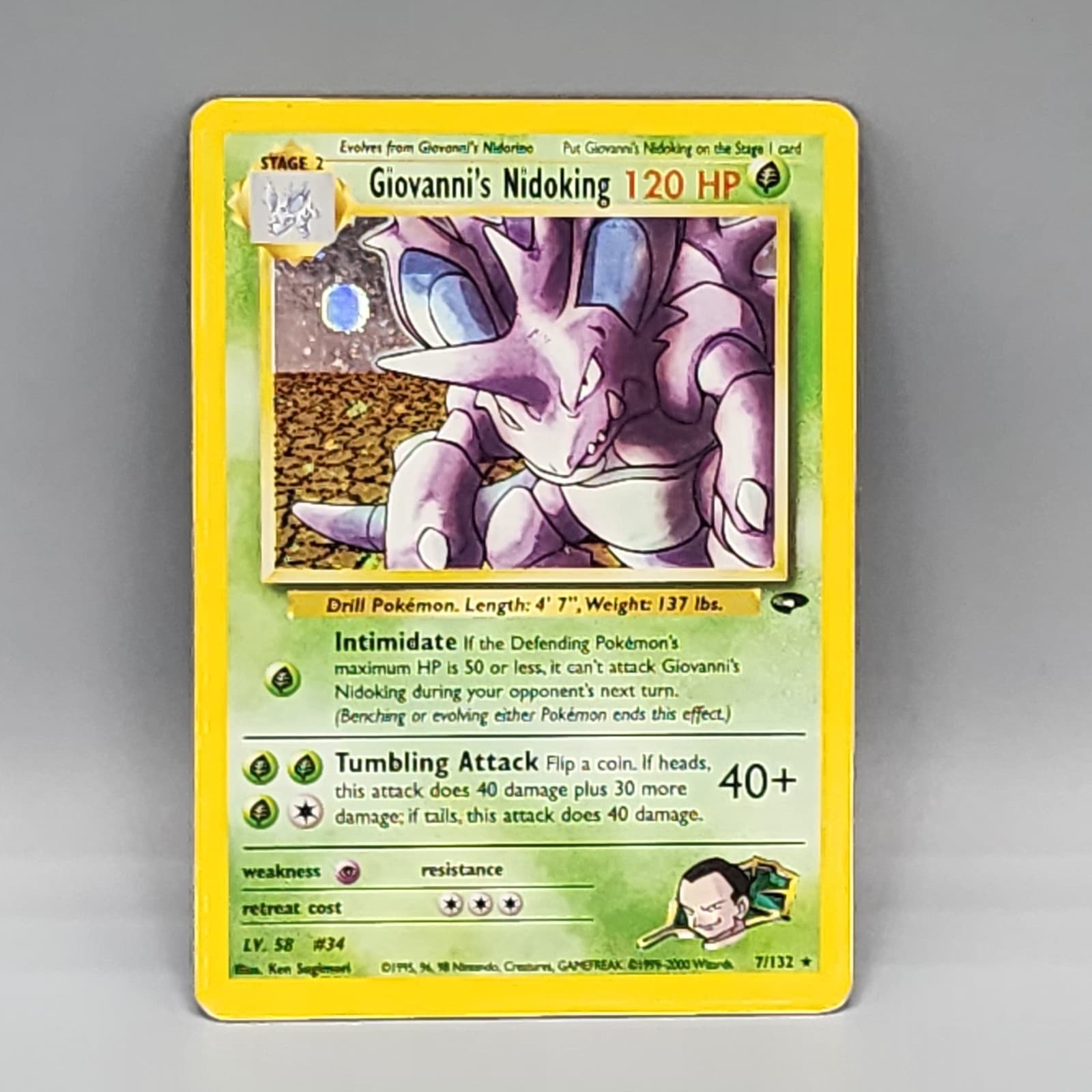 Giovanni's Nidoking 7/132 Gym Challenge Holo - Played (P)