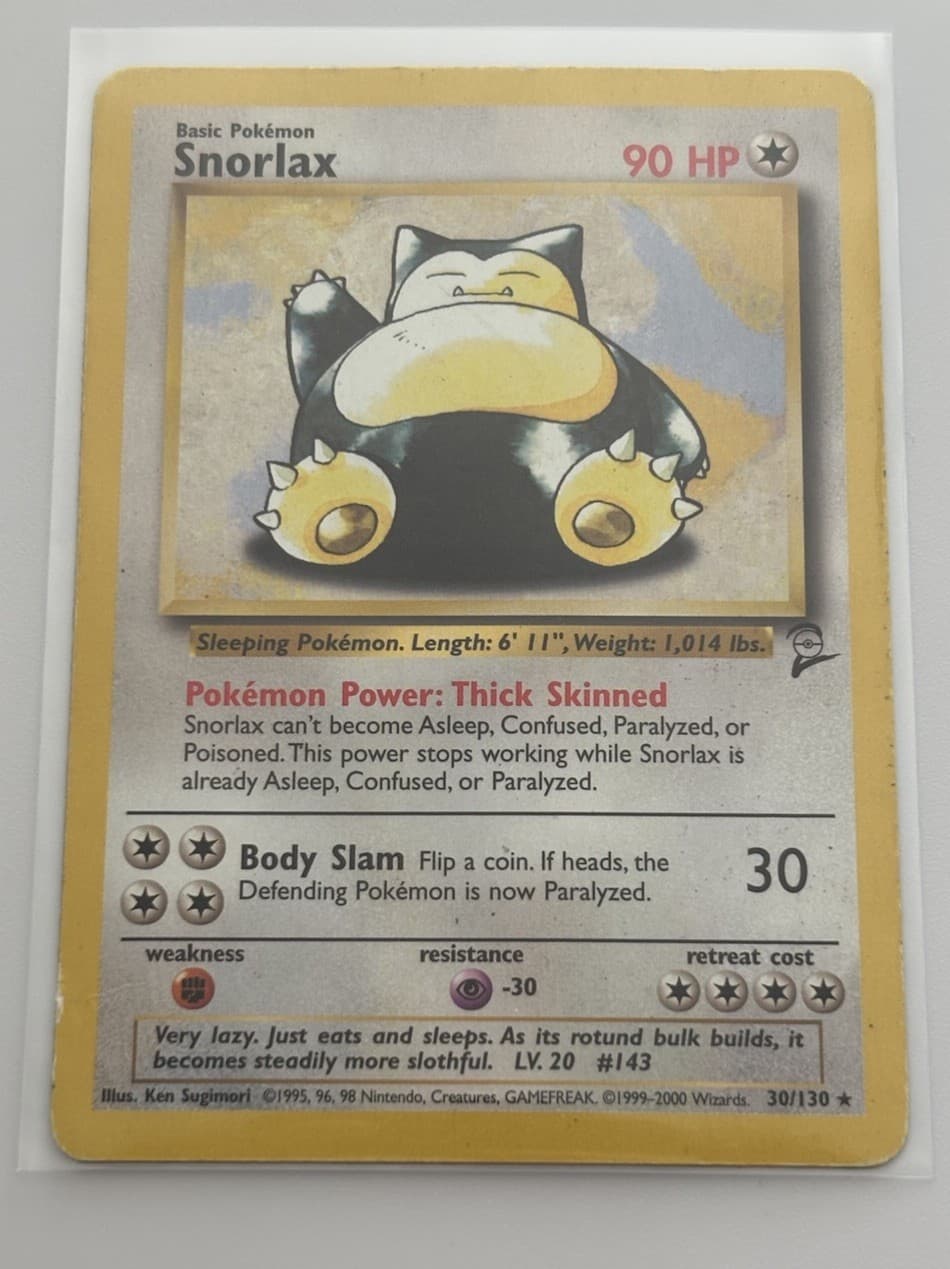 Pokemon Base Set 2 Snorlax 30/130 Rare Non Holo Lightly Played