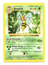 Pokémon Base Set Shadowless Beedrill 17/102 Non-Holo LP Vintage WOTC