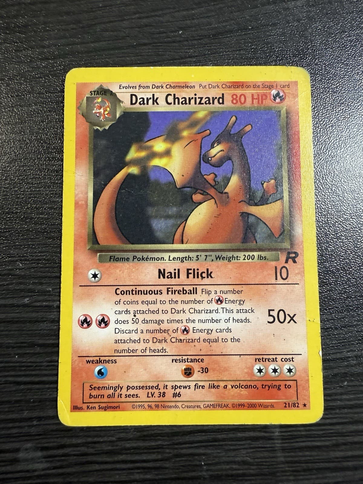 Pokemon 2000  Dark Charizard Non-holo 21/82 Team Rocket Unlimited PLAYED