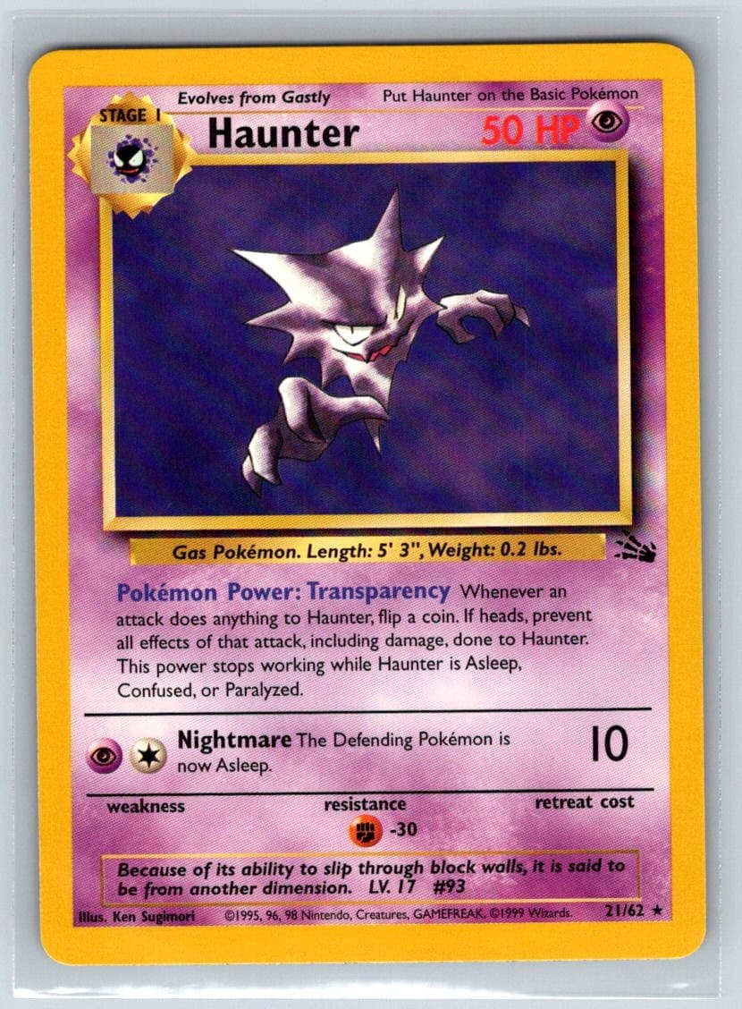 Haunter 21/62 Rare Fossil Pokemon Unlimited Near Mint