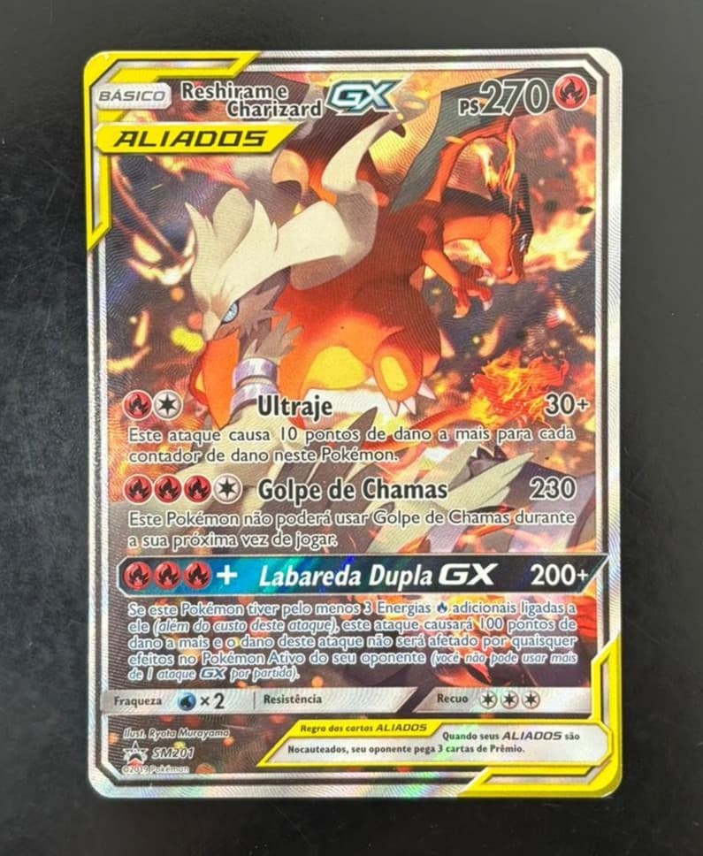 Pokemon TCG Reshiram & Charizard SM201 Tag Team GX Promo - NM/LP - Portuguese