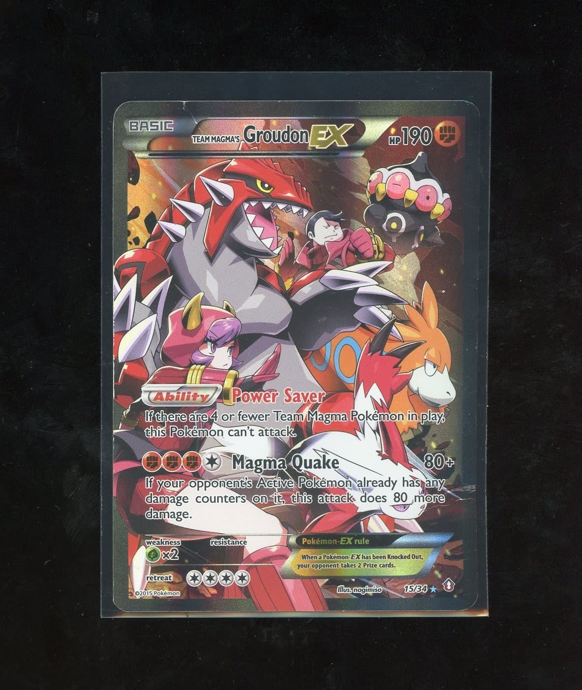 2015 Pokemon XY Double Crisis Full Art Team Magma's Groudon EX 15/34 Holo Foil