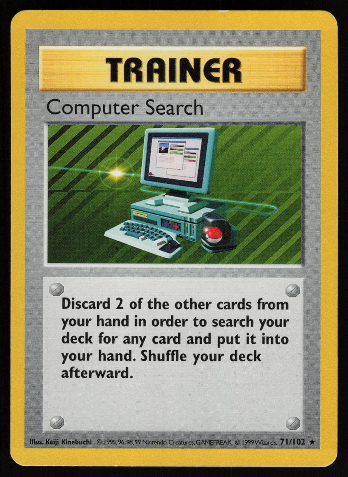 COMPUTER SEARCH 71/102 RARE BASE SET SHADOWLESS POKEMON LP