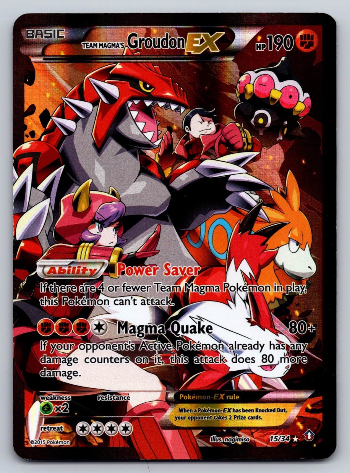 Team Magma's Groudon EX 15/34 Ultra Rare Double Crisis Pokemon Holo LP