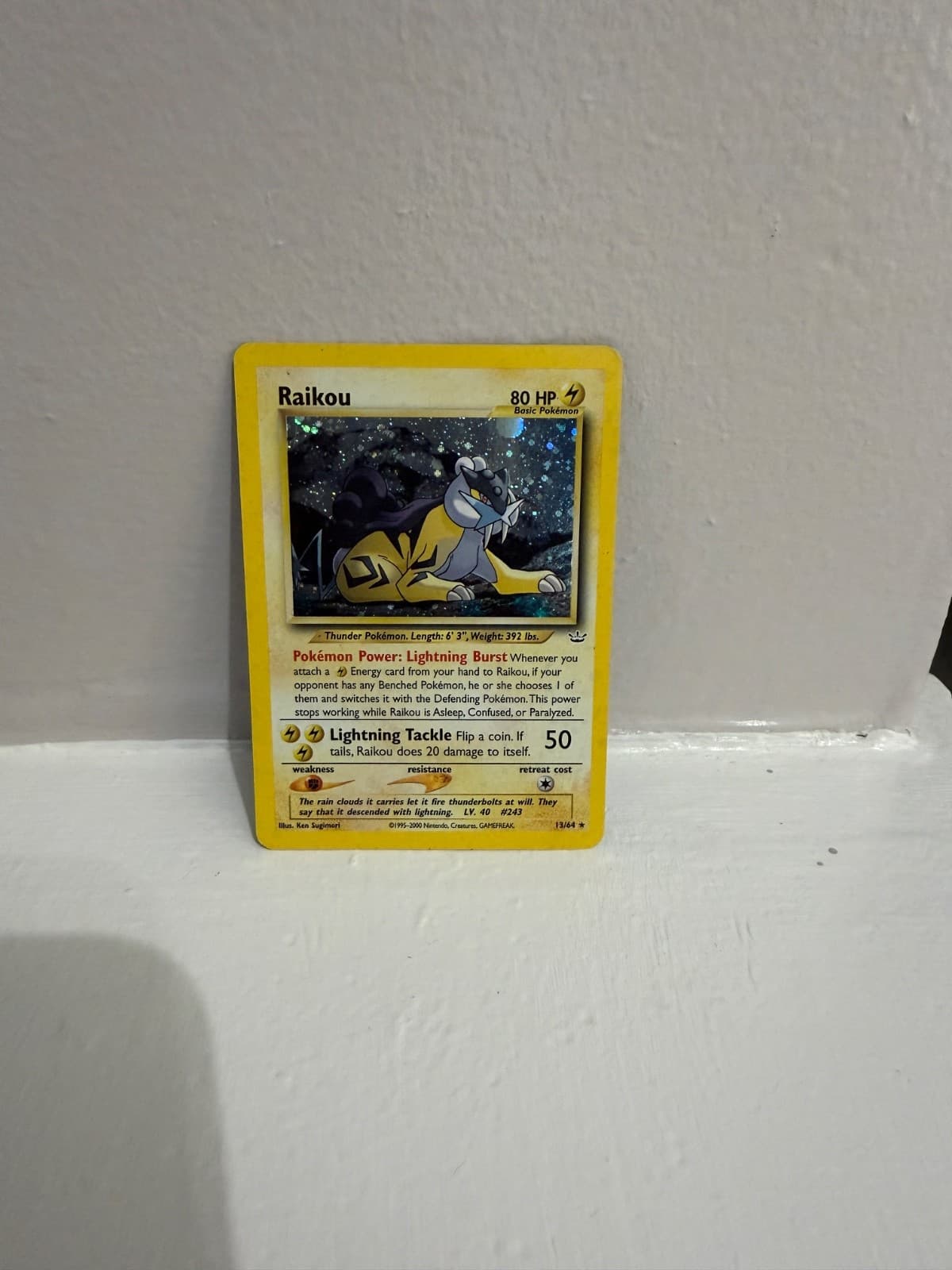 Raikou 13/64 Neo Revelation DOUBLE HOLO Rare WOTC Pokemon Card MP