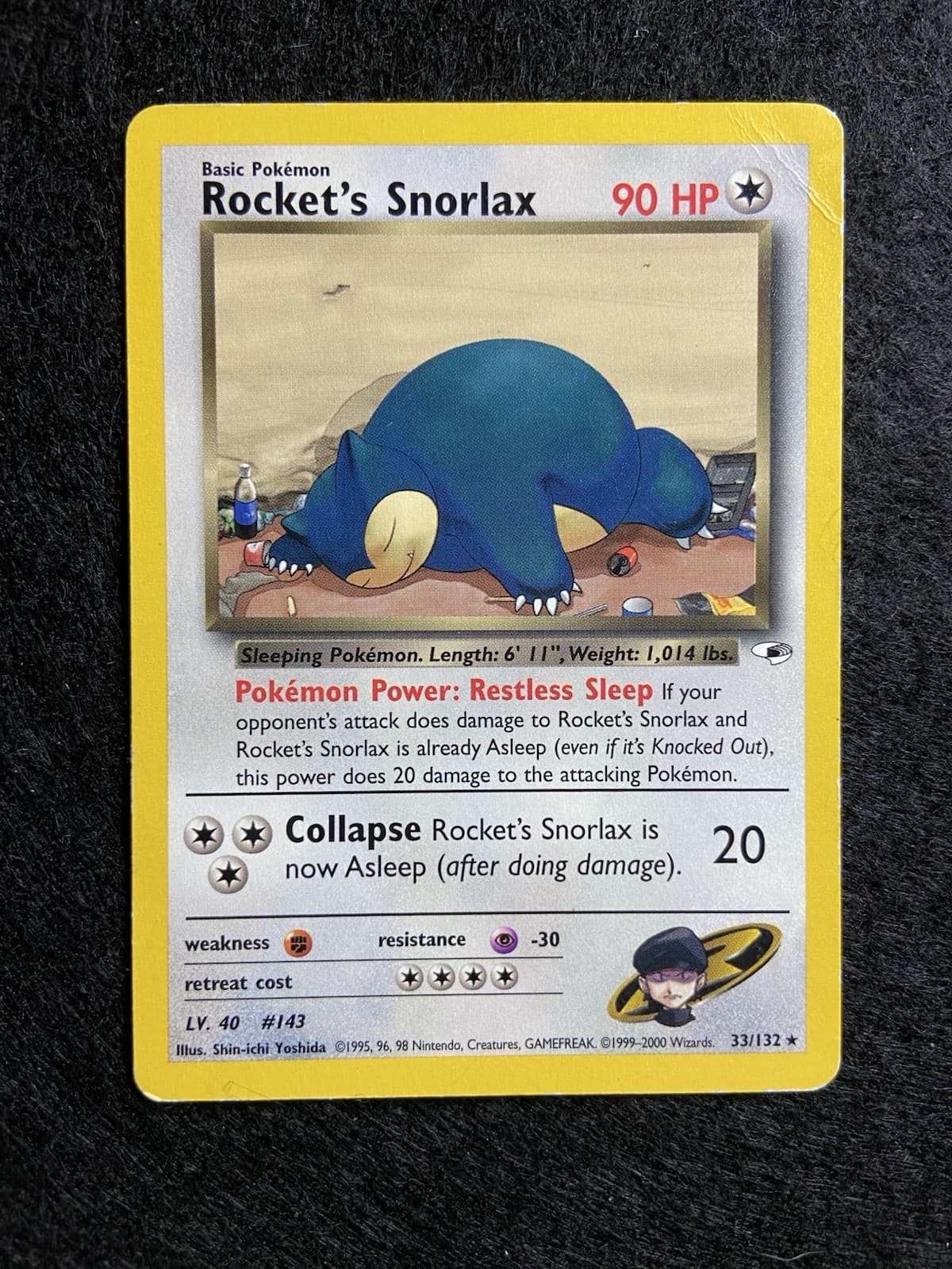 Pokémon TCG Rocket's Snorlax 33/132 Gym Heroes Non-holo Rare Regular 90 HP