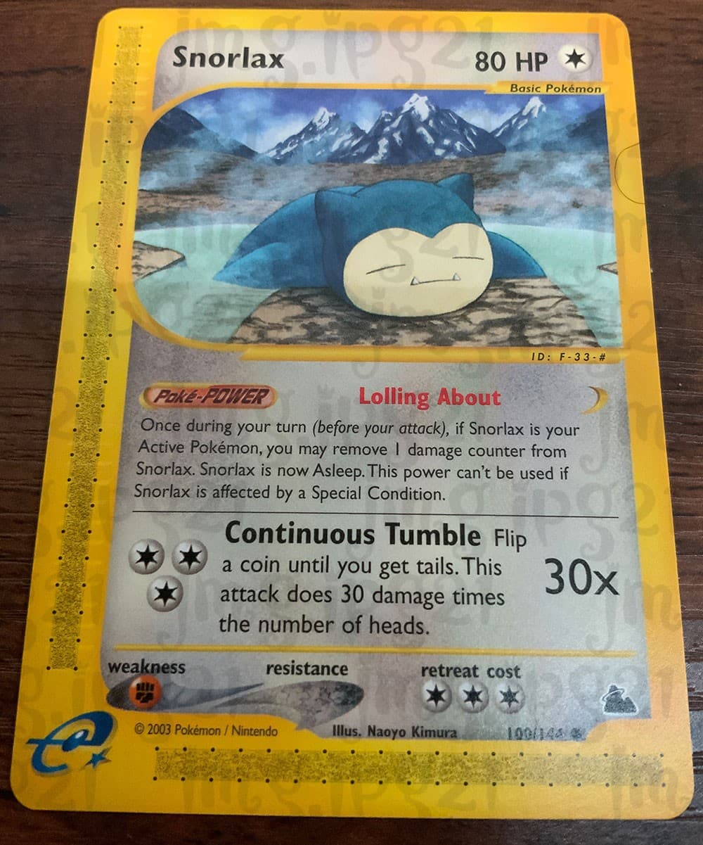 Ultra Rare Pokemon TCG Snorlax 100/144 Skyridge non-holo