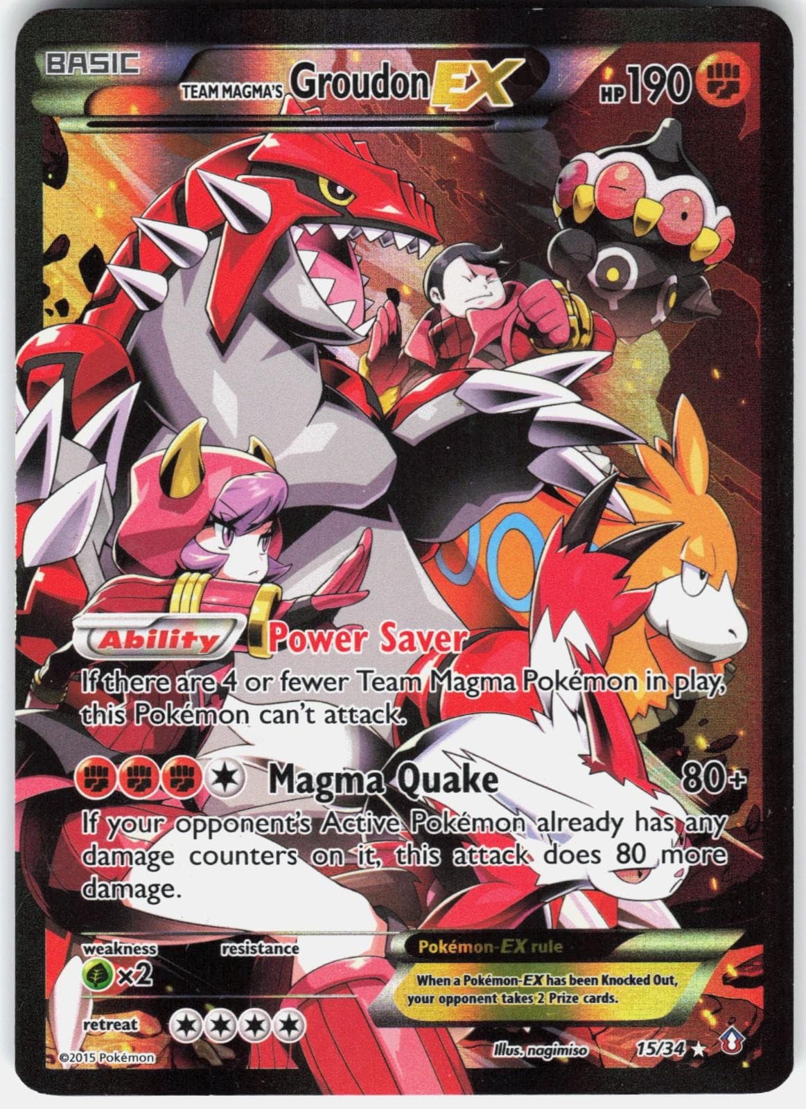 Pokemon Team Magma's Groudon EX 15/34 Ultra Rare Double Crisis Pokemon Holo LP