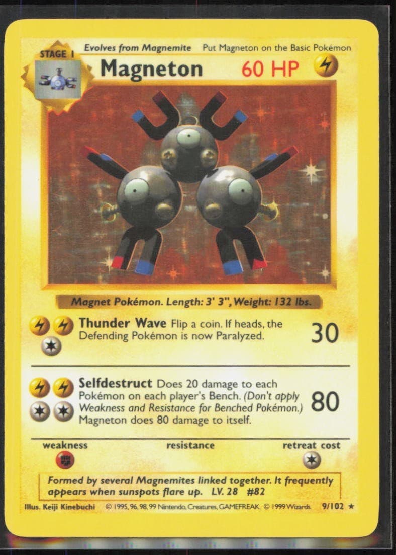 Pokémon TCG Base Set Shadowless Magneton Holo Rare 